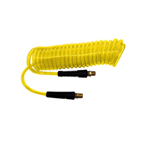 Interstate Pneumatics Yellow Polyurethane Recoil Hose 1/4 Inch x 25 feet Swivel Fittings HR54-025 - main